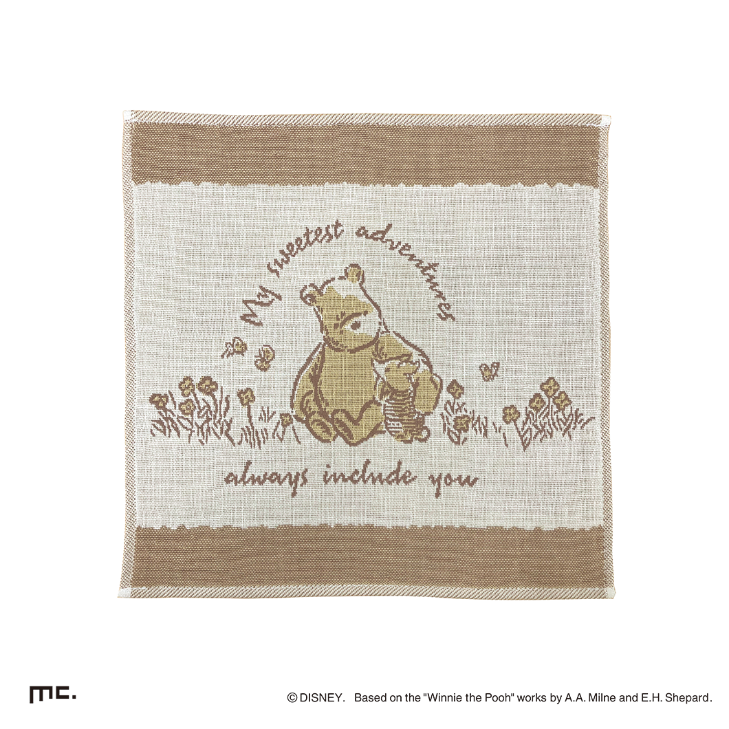 プーさん100th ミニタオル　ブラウン