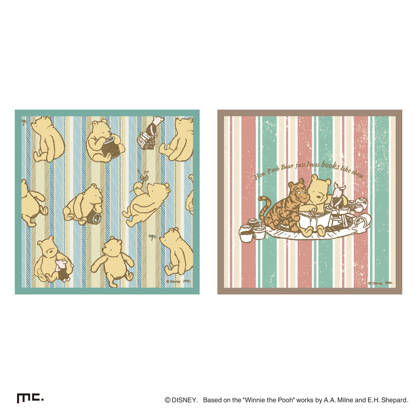 ミニタオル２枚セット　 ストライプ プーさん＆フレンズ