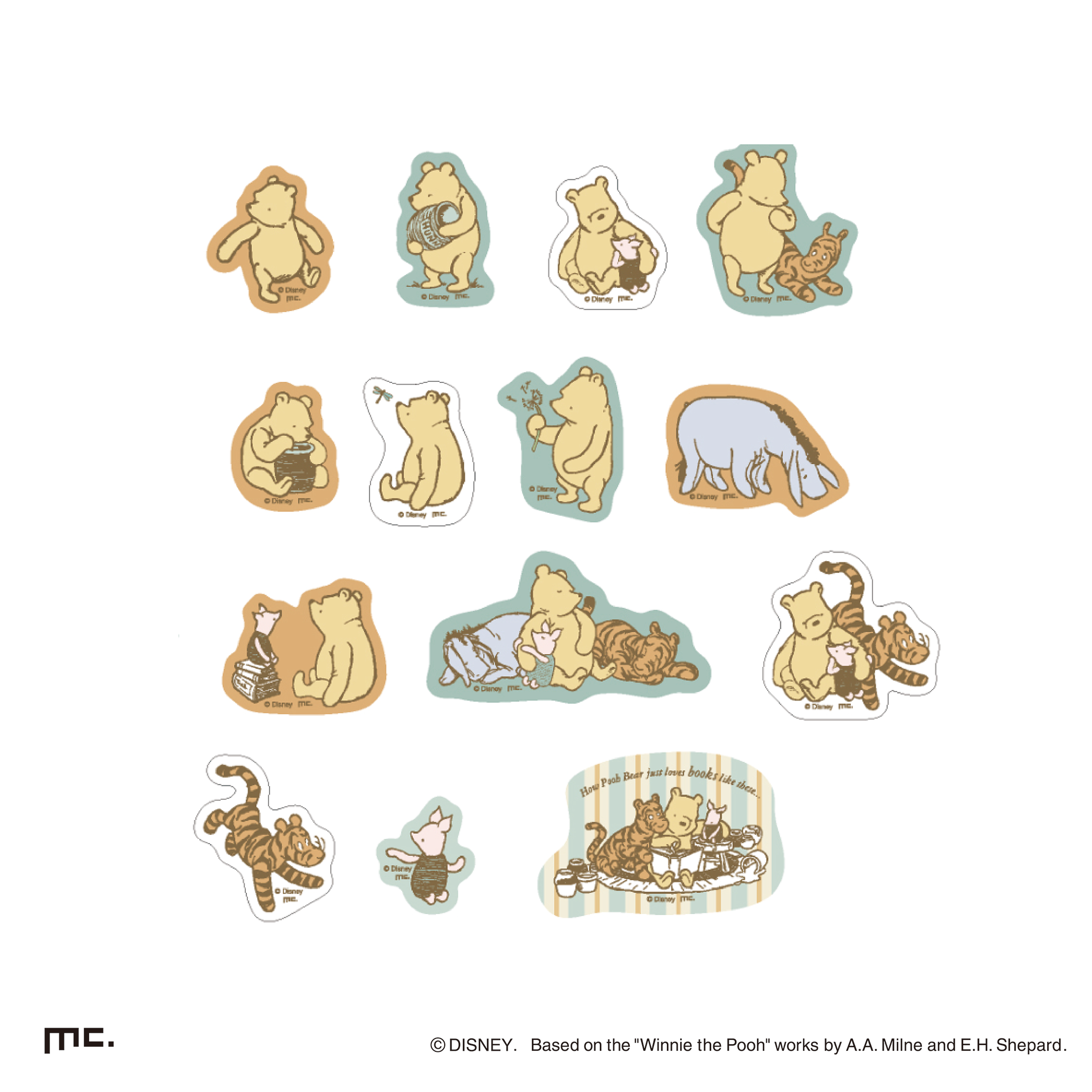 箱入りフレークシール 　ストライプ プーさん＆フレンズ