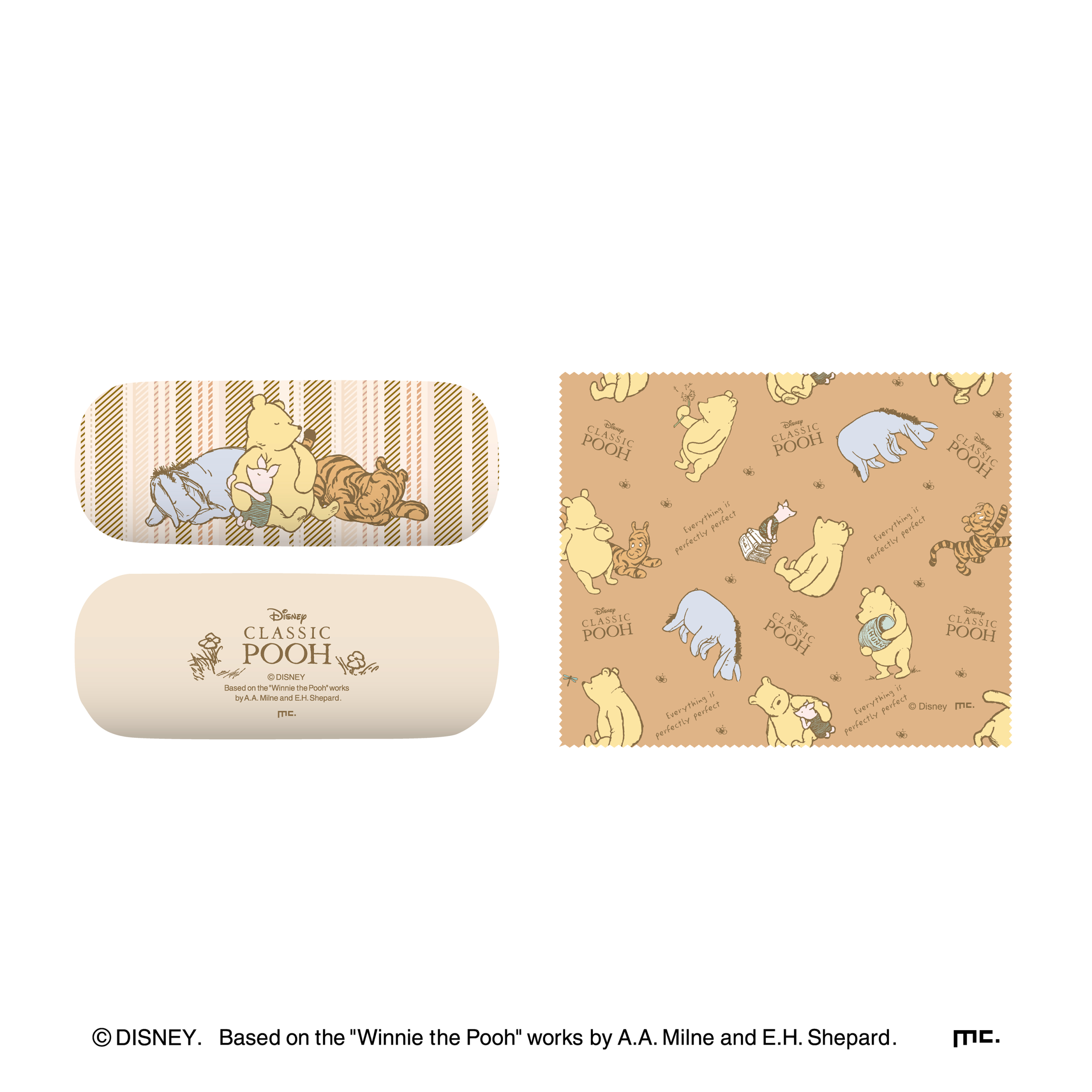 メガネケース　ストライプ プーさん＆フレンズ