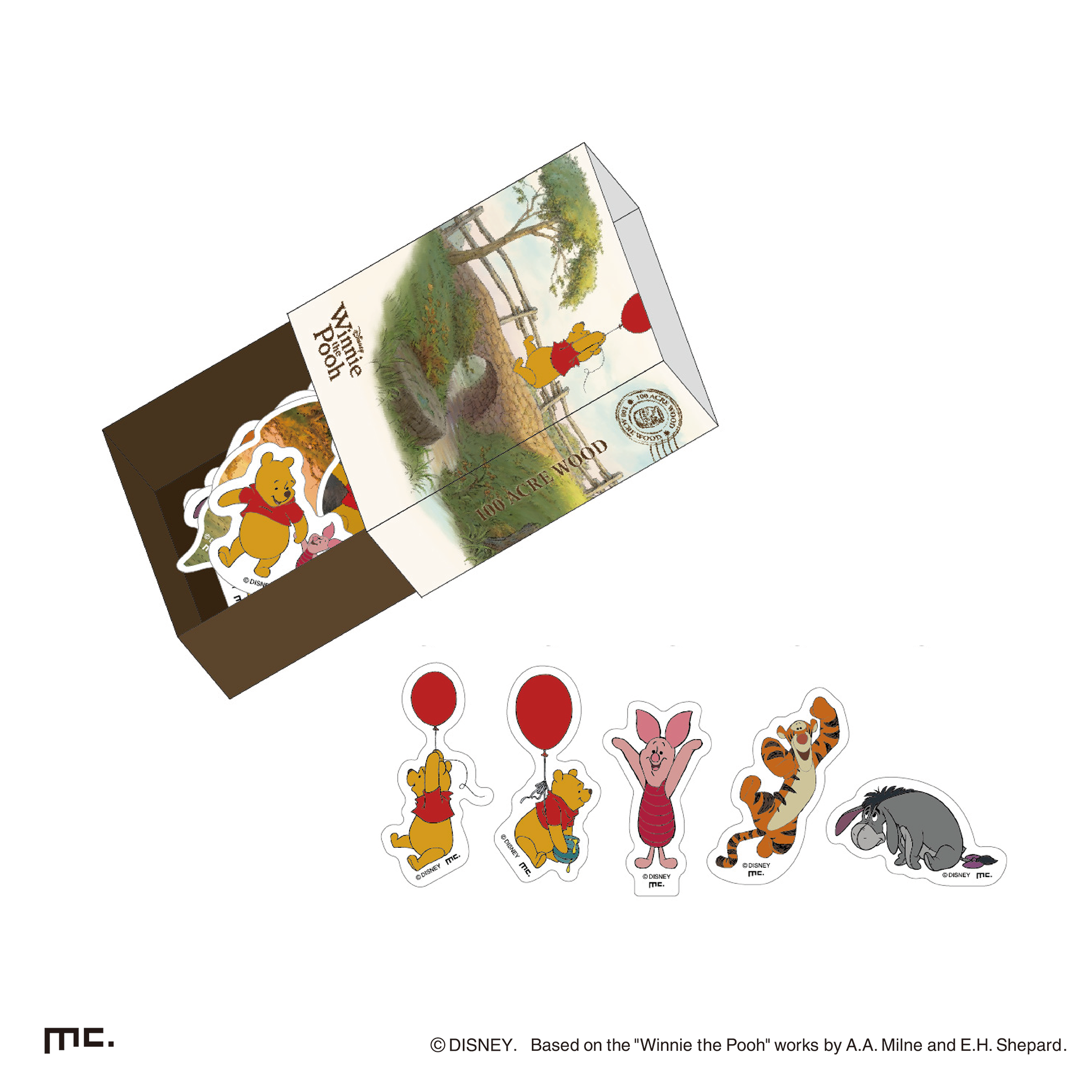 箱入りフレークシール 風船 プーさん